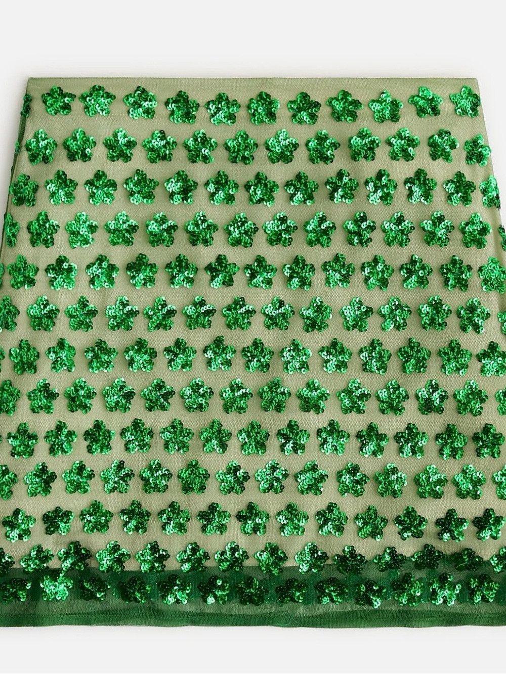 J Crew Green Sequin Flower Mini Skirt 0547